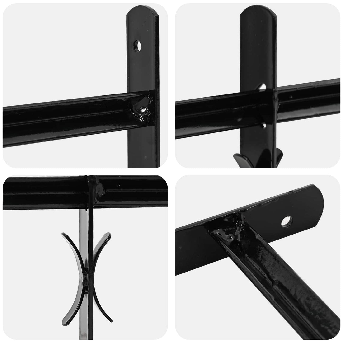 Fenstergitter Schwarz 176 x 30 cm Pulverbeschichteter Stahl