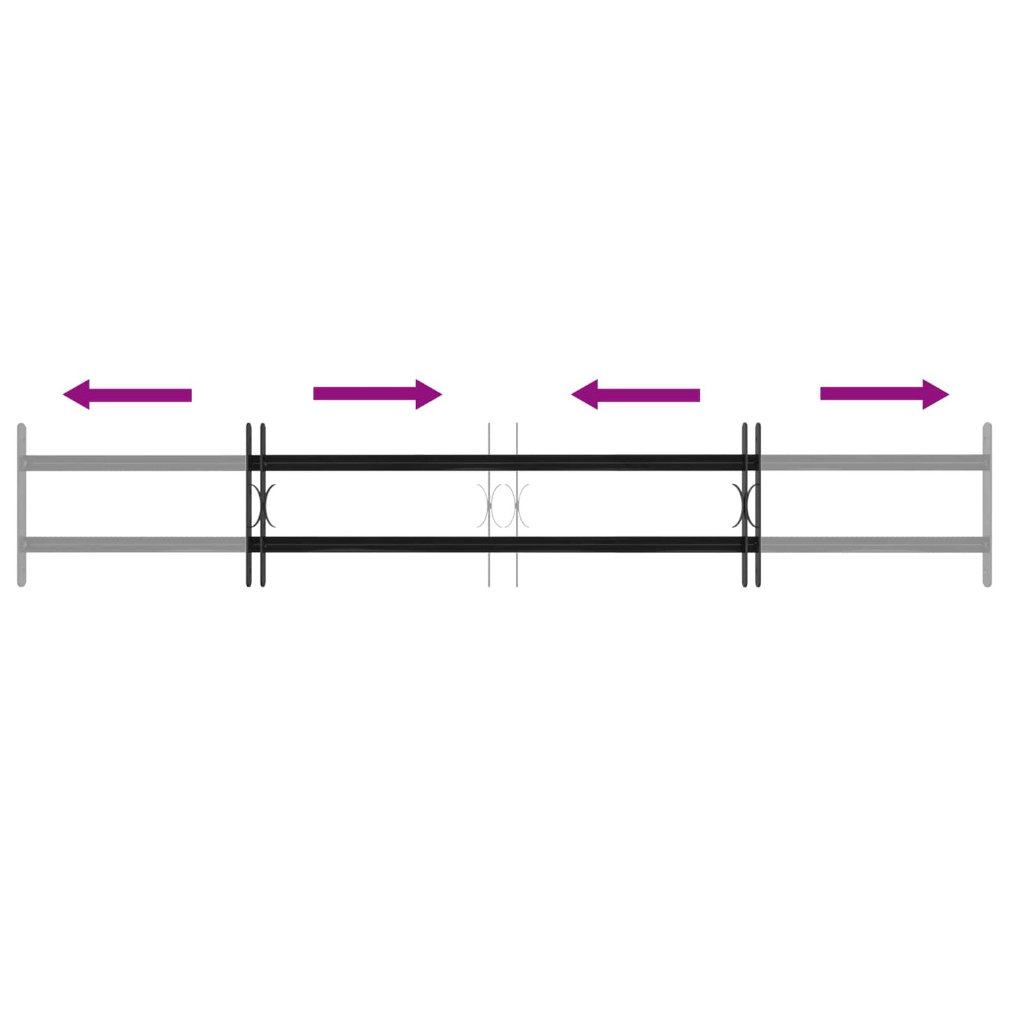 Fenstergitter Schwarz 176 x 30 cm Pulverbeschichteter Stahl