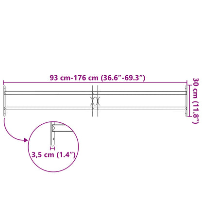 Fenstergitter Schwarz 176 x 30 cm Pulverbeschichteter Stahl