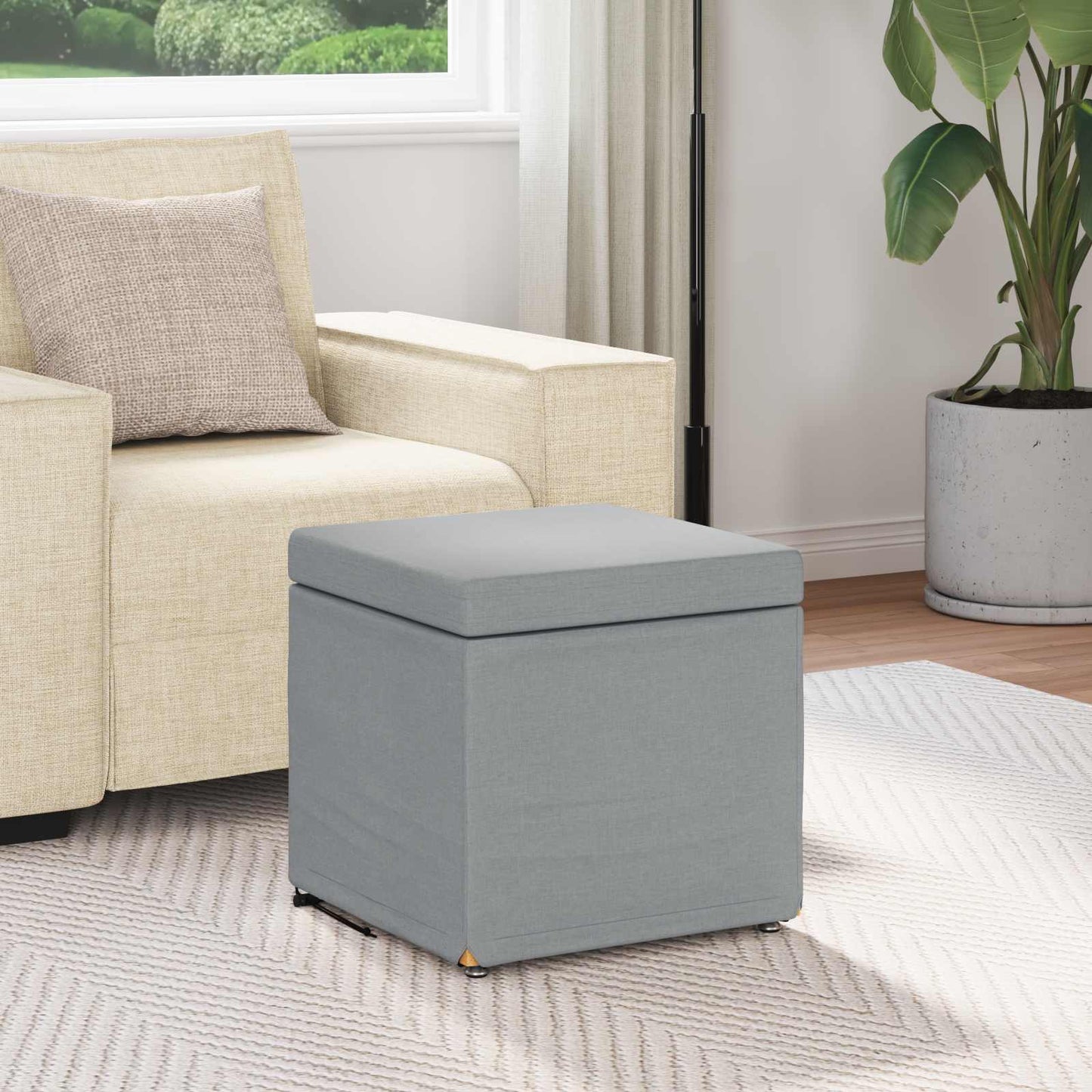 Hocker Hellgrau 41 x 41 x 40 cm Stoff und Pressholz