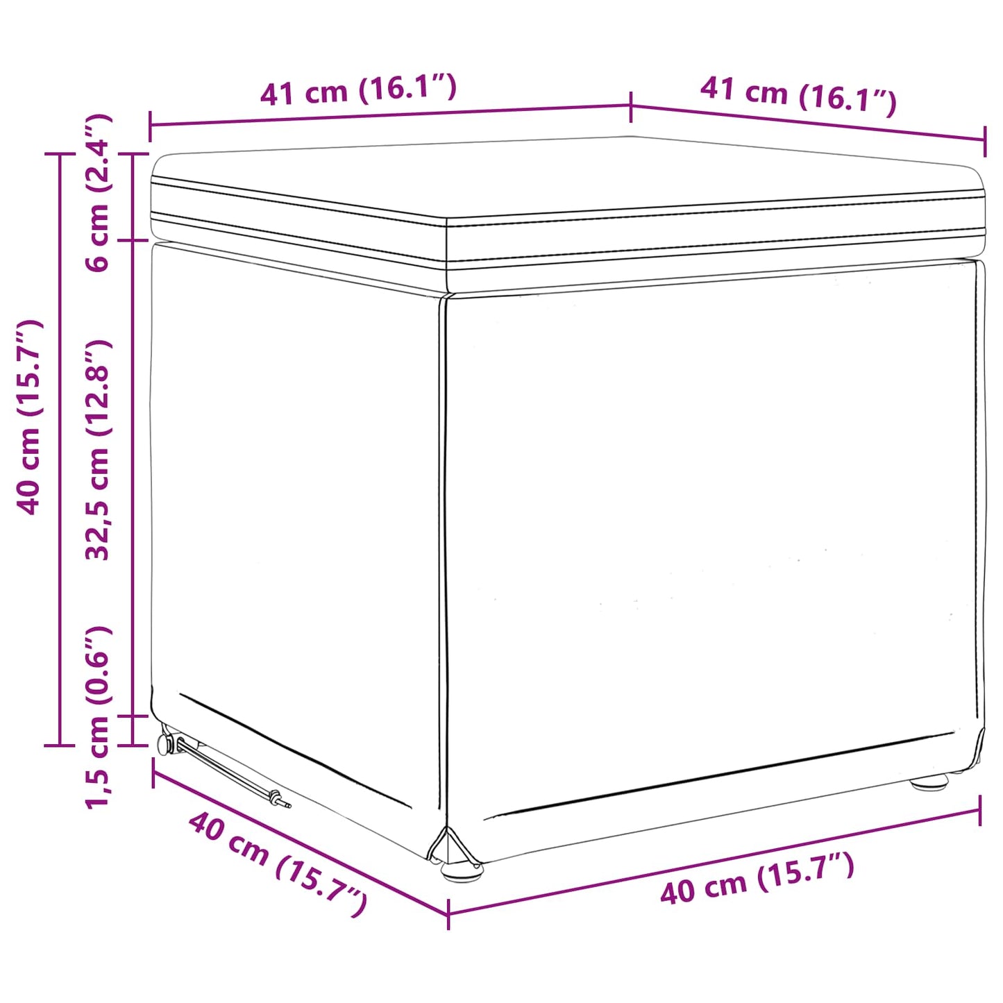 Hocker Rosa 41 x 41 x 40 cm Samt und Engineering Holz