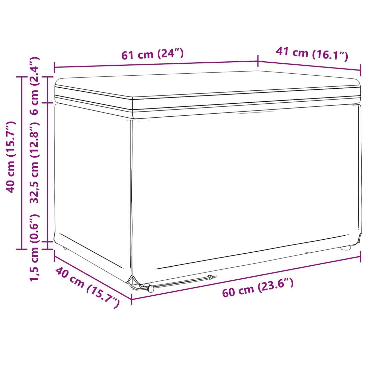 Hocker Blau 61 x 41 x 40 cm Samt und Engineering Holz