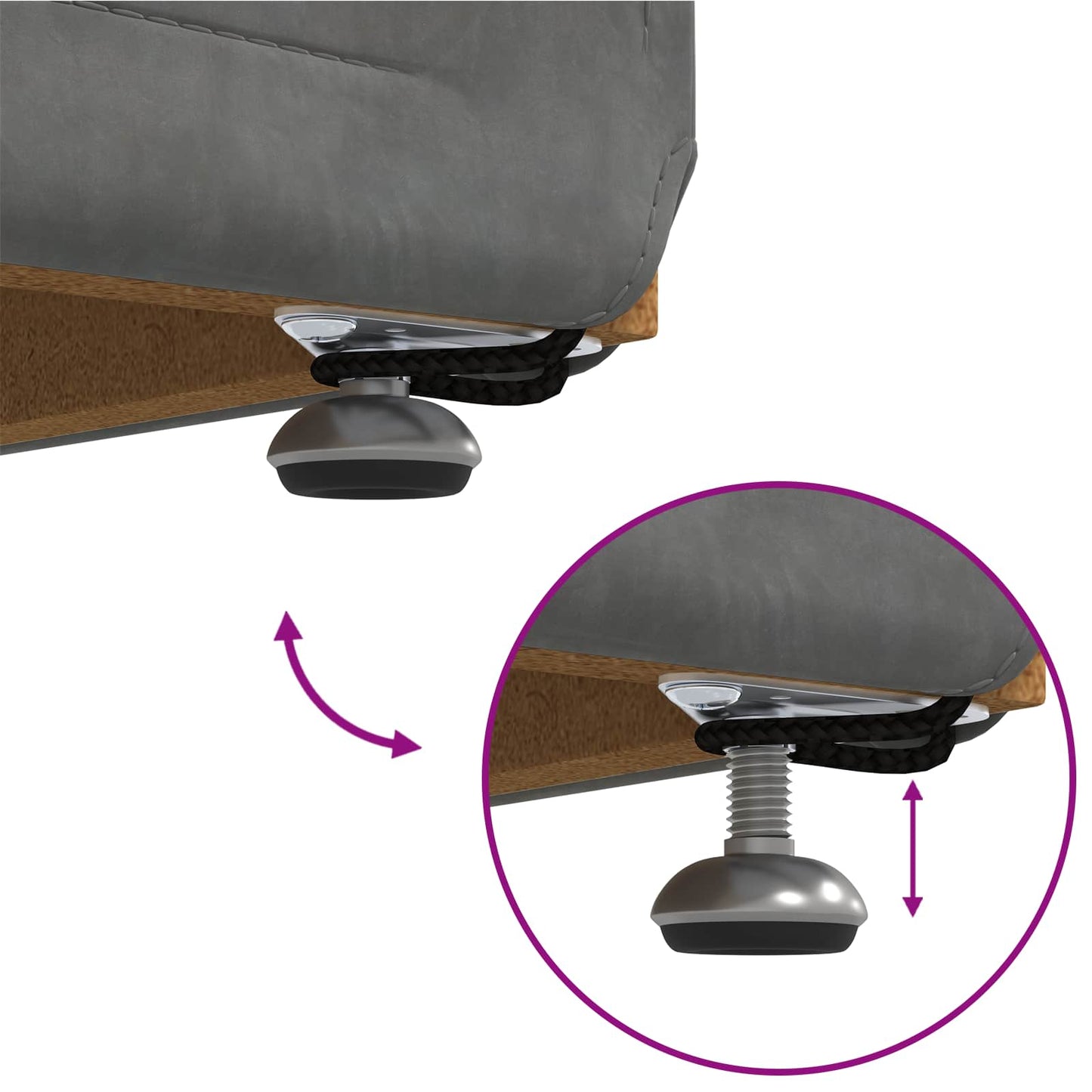 Hocker Dunkelgrau 61 x 41 x 40 cm Samt und Engineering Holz