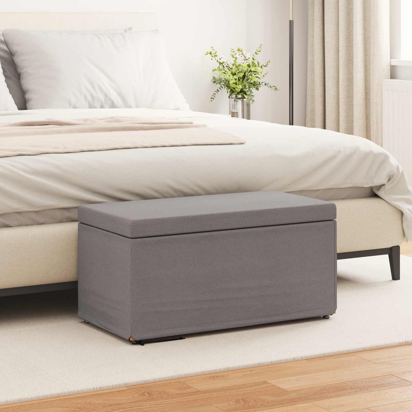 Hocker Taupe 81 x 41 x 40 cm Stoff und Pressholz