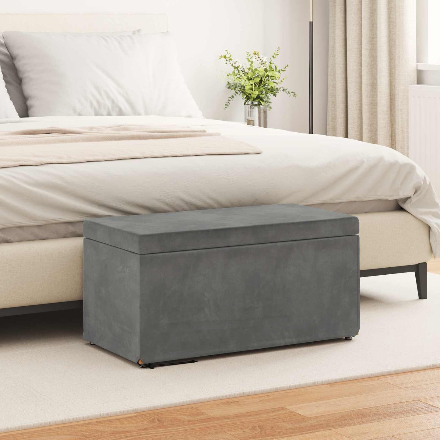 Hocker Dunkelgrau 81 x 41 x 40 cm Samt und Engineering Holz