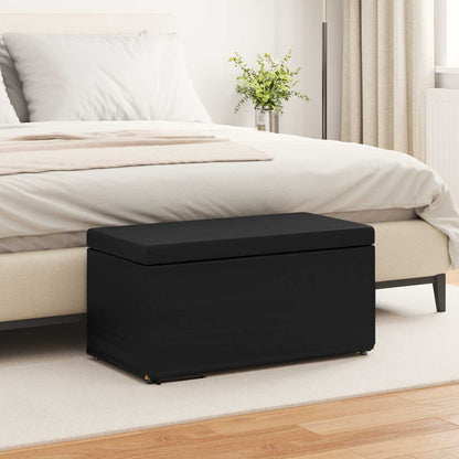 Hocker Schwarz 81 x 41 x 40 cm Kunstleder und Engineering Holz