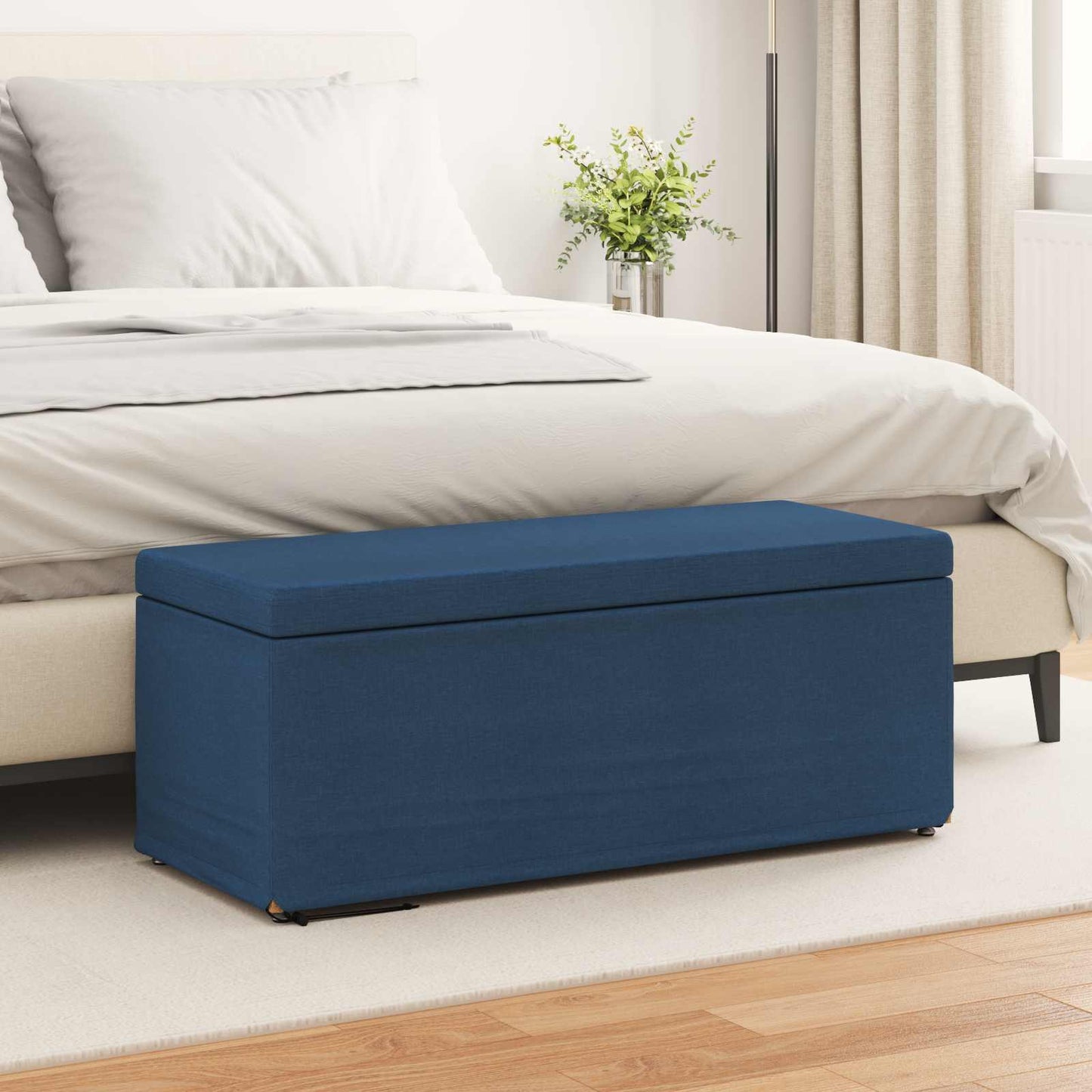 Hocker Blau 101 x 41 x 40 cm Stoff und Pressholz