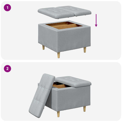 Aufbewahrungsottomane mit Kissen Hellgrau 60 x 60 x 45 cm Stoff