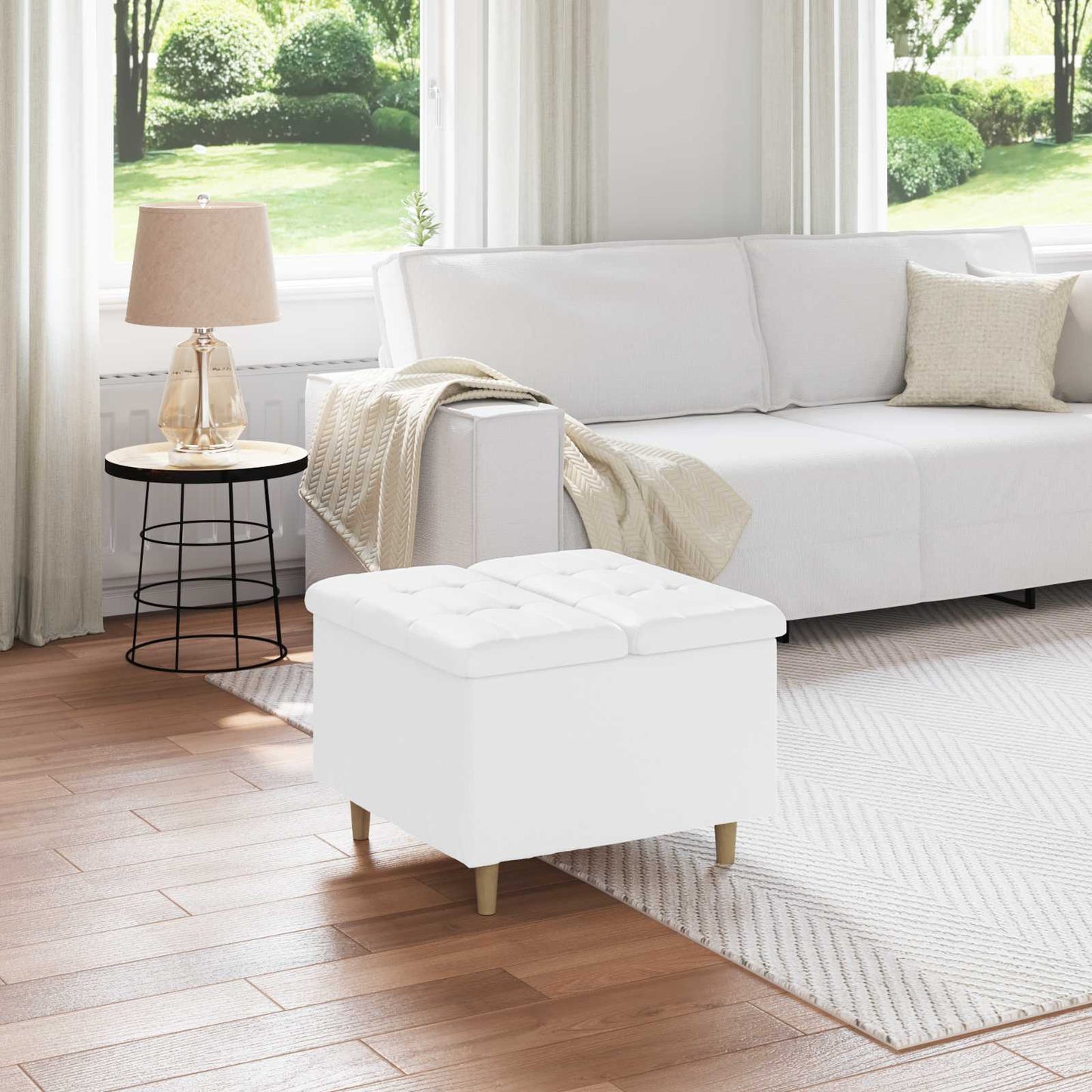 Aufbewahrungsottomane Weiß 60 x 60 x 45 cm Kunstleder