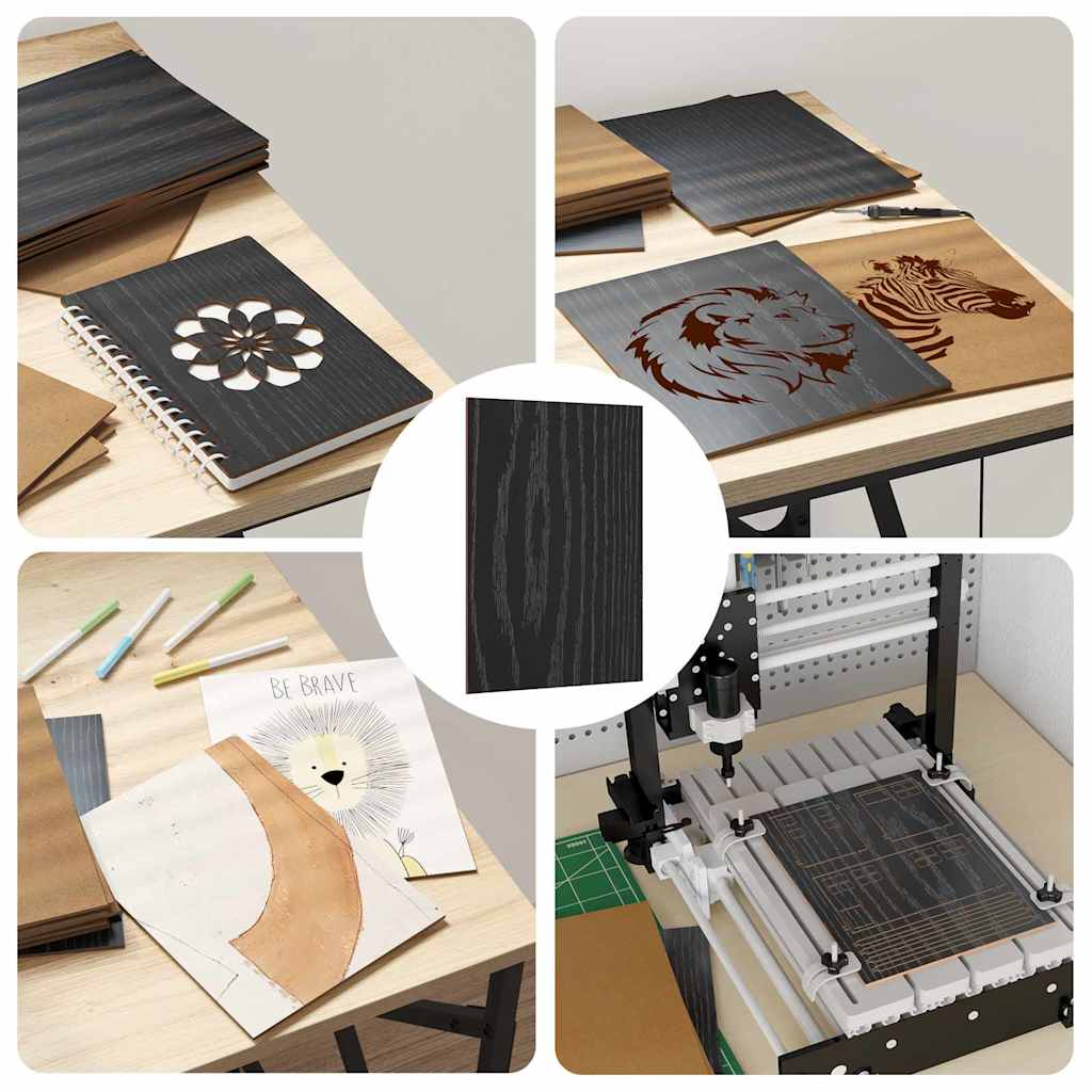 Dekoplatten 50 pcs Schwarz Eichen-Optik 15 x 21 x 0,27 cm