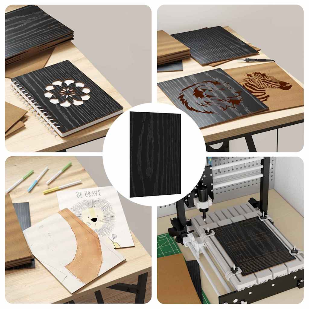 Dekoplatten 150 pcs Schwarz Eichen-Optik 21 x 30 x 0,27 cm