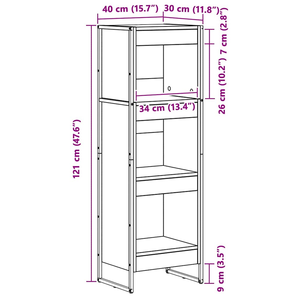 vidaXL Bücherregal Schwarz Eichen-Optik 80 x 30 x 155 cm Holzwerkstoff