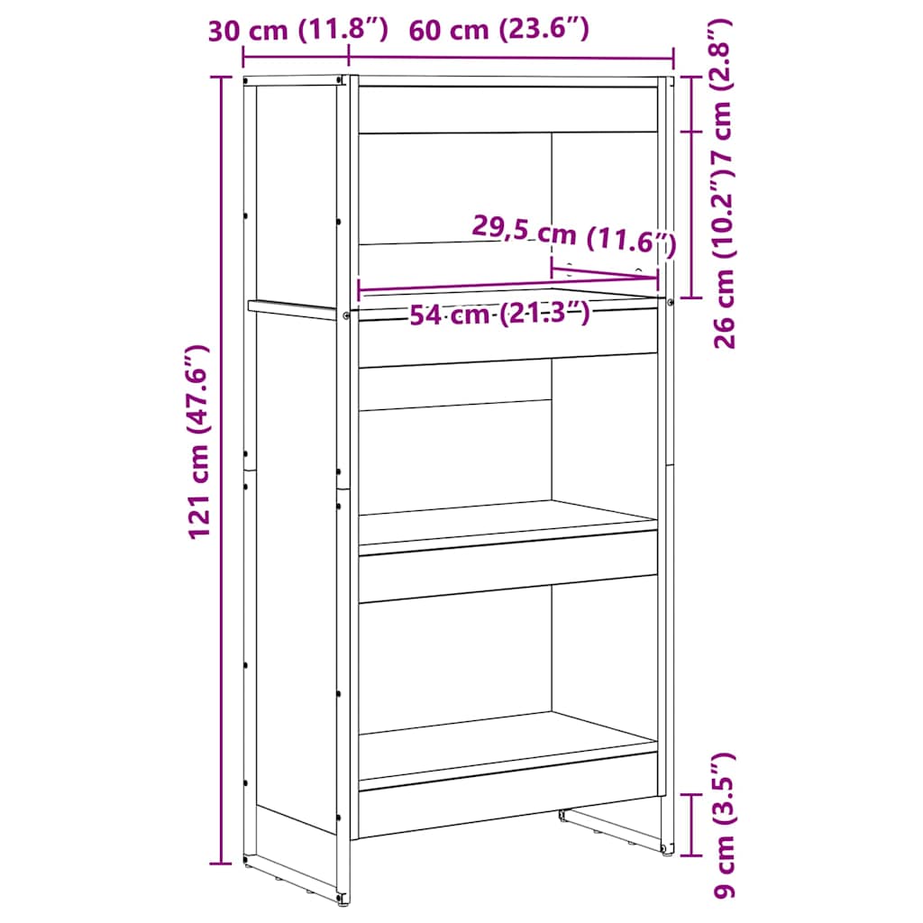 vidaXL Bücherregal Altholz 80 x 30 x 155 cm Holzwerkstoff