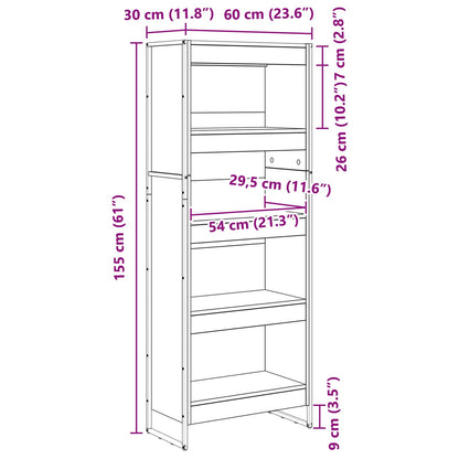 vidaXL Bücherregal Raucharbe 80 x 30 x 155 cm Holzwerkstoff