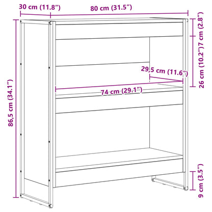 Bücherregal Kunsthandwerk Eiche 80 x 30 x 155 cm Holzwerkstoff