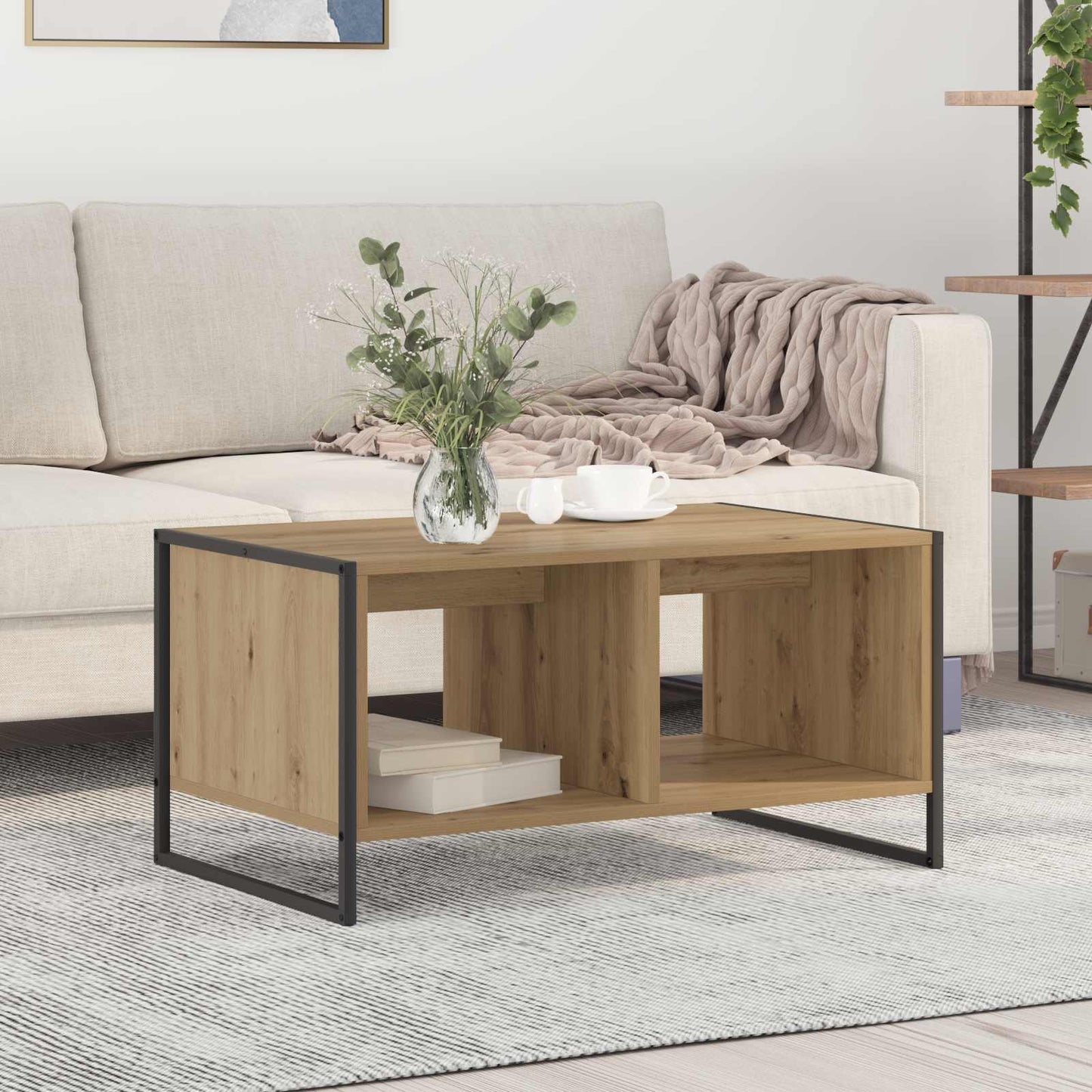 vidaXL Couchtisch Kunsthandwerk Eiche 80 x 50 x 40 cm Holzwerkstoff