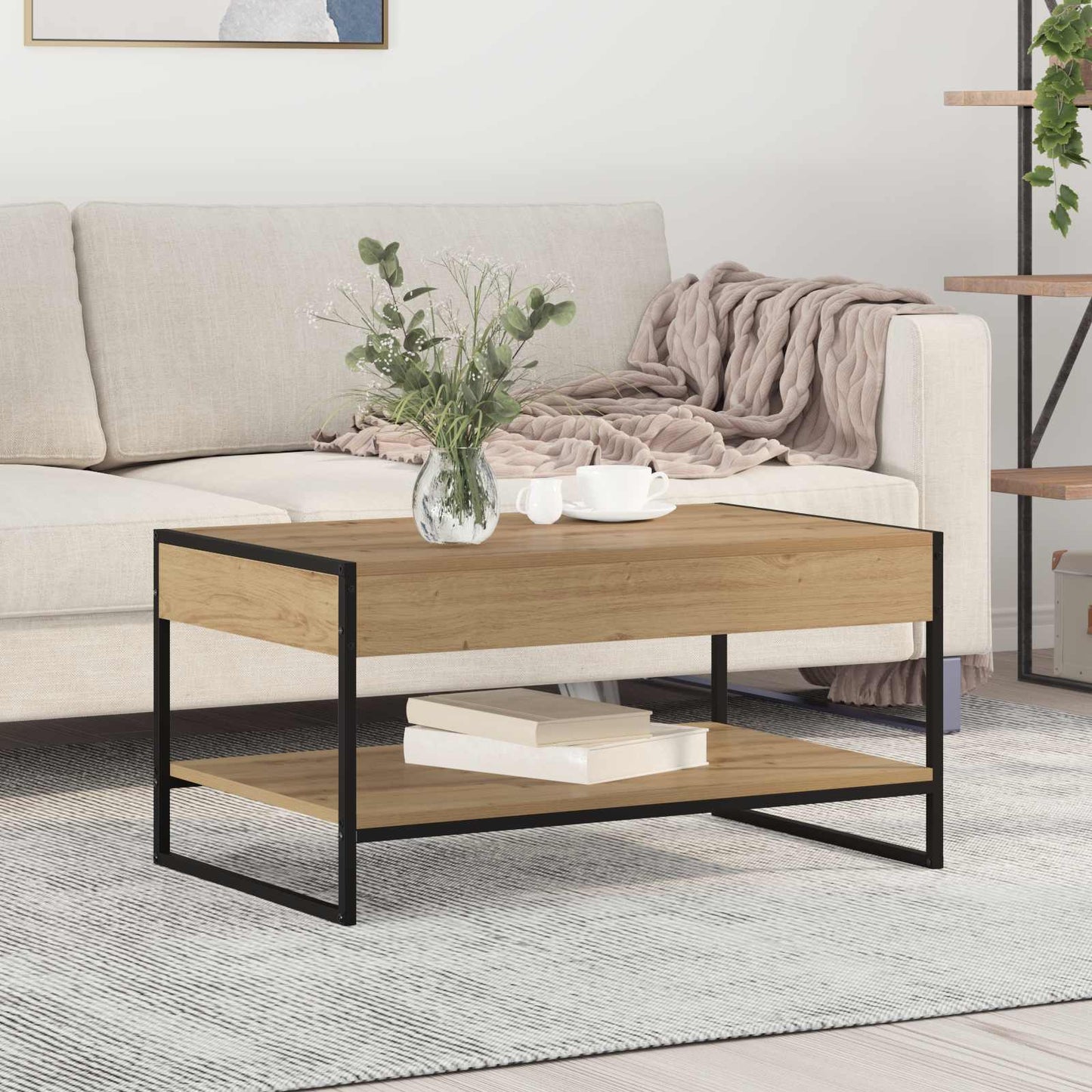vidaXL Couchtisch Kunsthandwerk Eiche 80 x 50 x 40 cm Holzwerkstoff