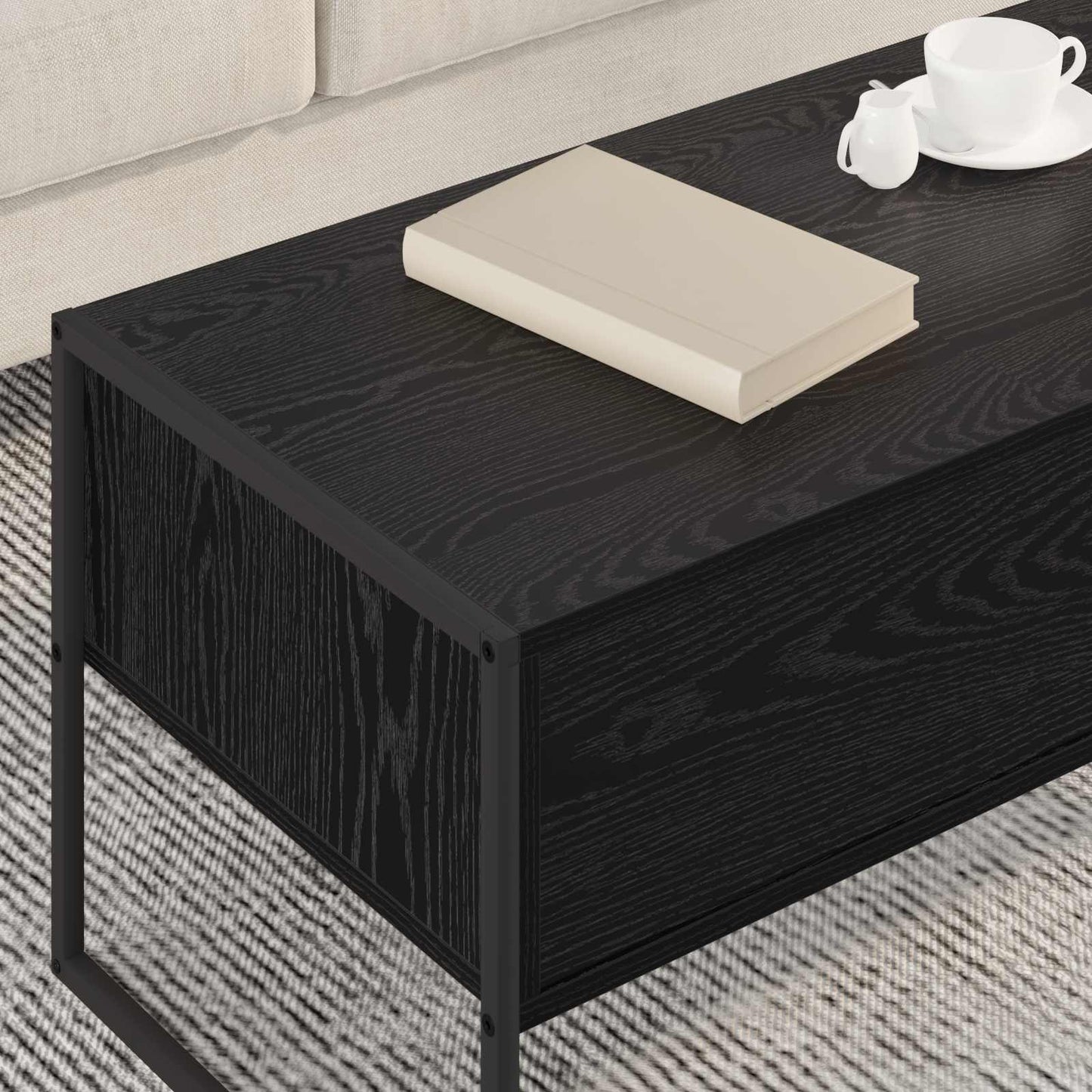 vidaXL Couchtisch Schwarz Eichen-Optik 100 x 46 x 40 cm Holzwerkstoff