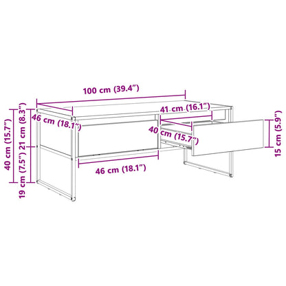 vidaXL Couchtisch mit Schubladen Sonoma 100 x 46 x 40 cm Holzwerkstoff