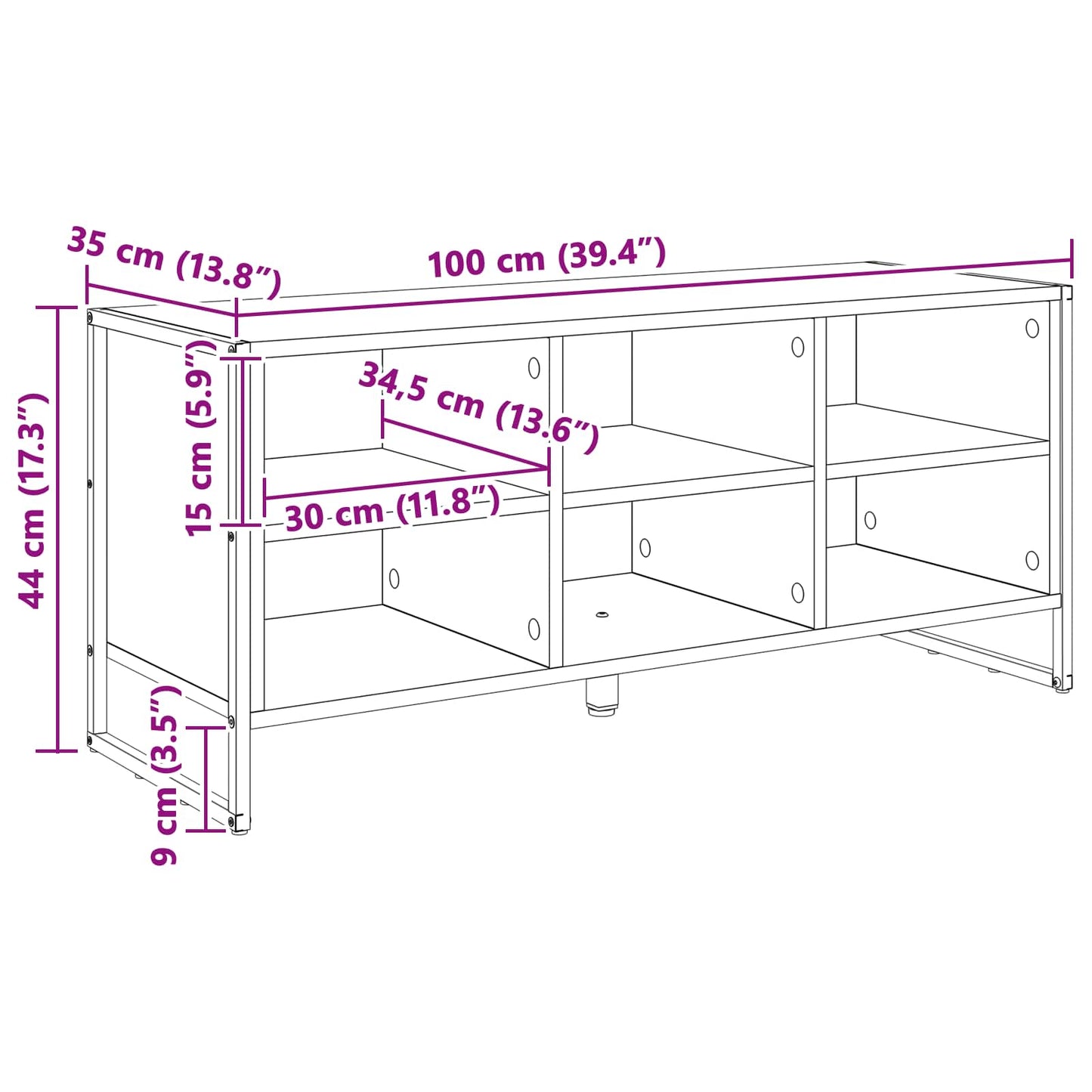 Schuhschrank Raucharbe 60 x 35 x 44 cm Holzwerkstoff