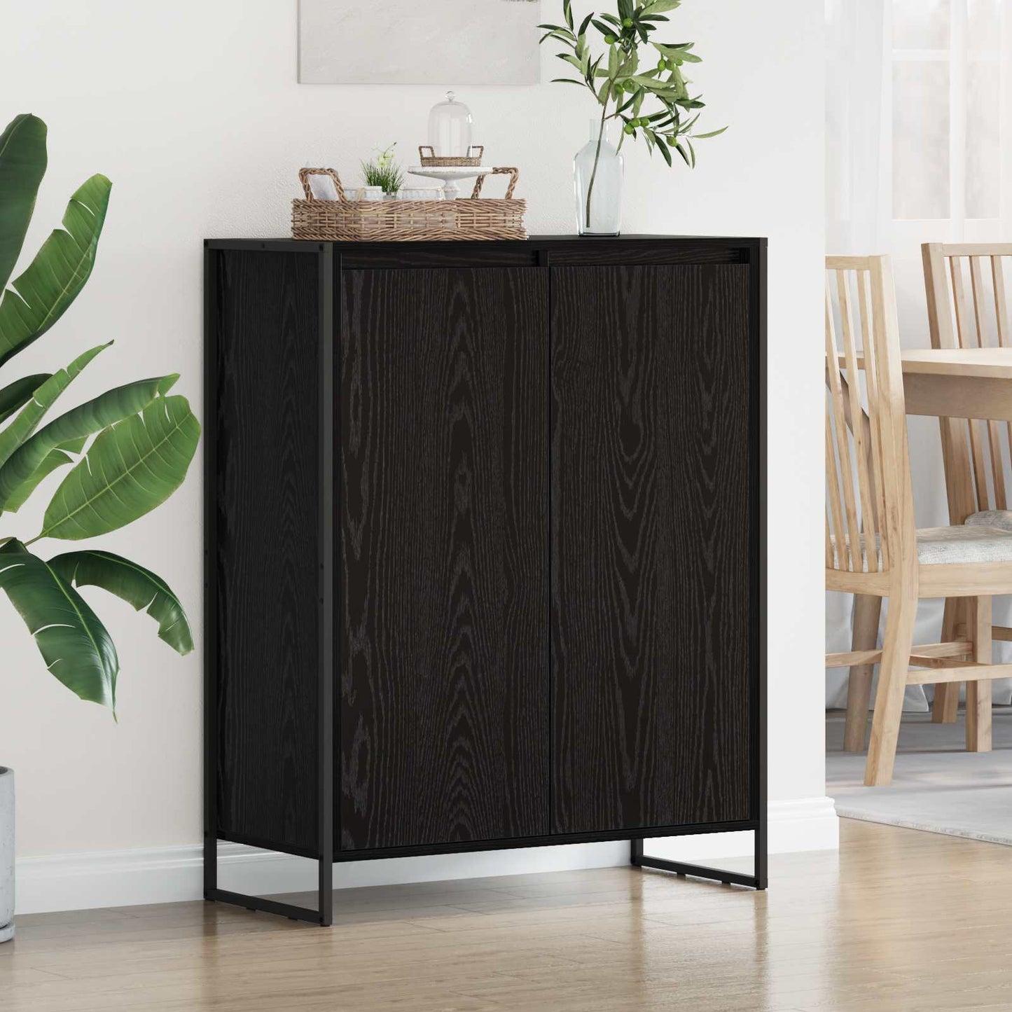 vidaXL Meuble à chaussures avec rangement Noir et chêne 79 x 36 x 100 cm