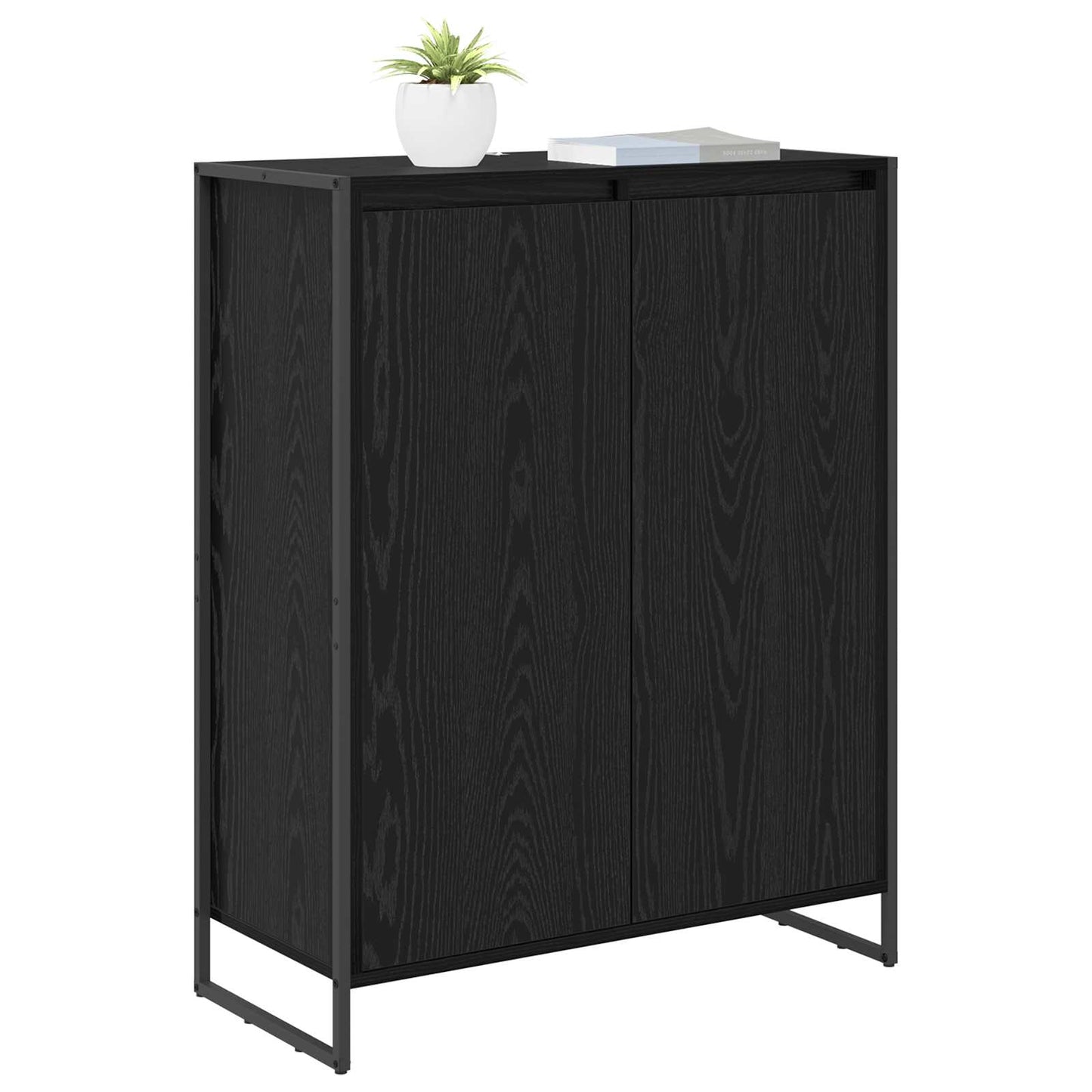 vidaXL Meuble à chaussures avec rangement Noir et chêne 79 x 36 x 100 cm
