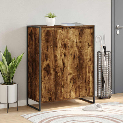 vidaXL Meuble à chaussures avec porte Chêne fumé 79 x 36 x 100 cm Bois d'ingénierie