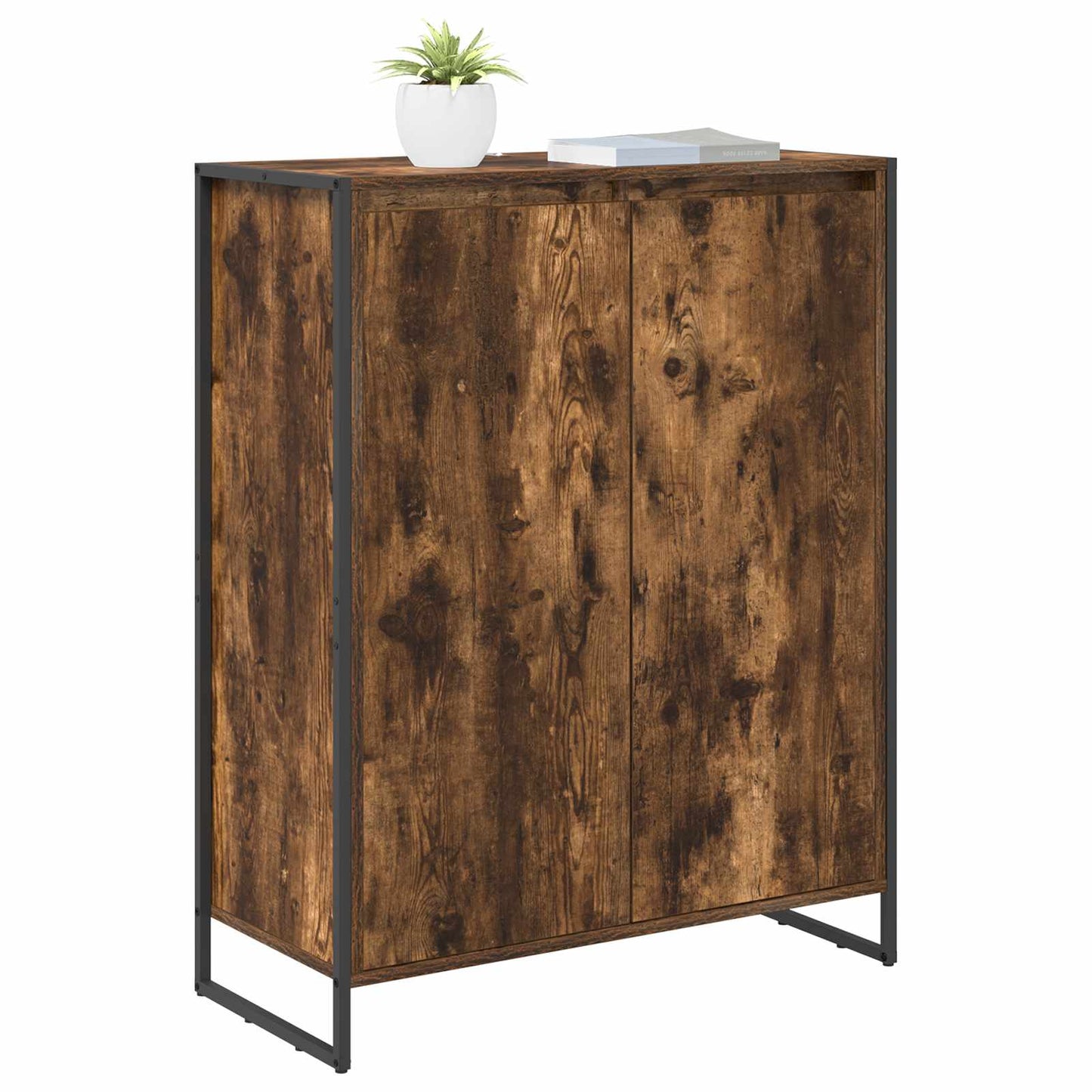 vidaXL Meuble à chaussures avec porte Chêne fumé 79 x 36 x 100 cm Bois d'ingénierie