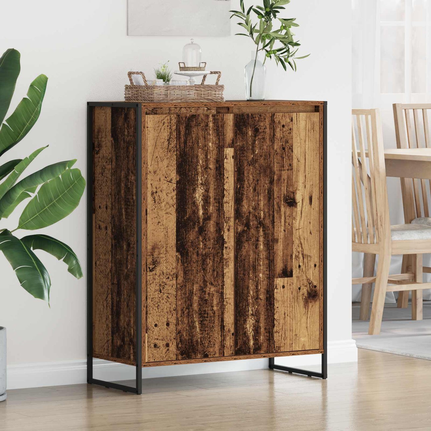vidaXL Meuble à chaussures avec porte Bois de récupération 79 x 36 x 100 cm Bois d'ingénierie
