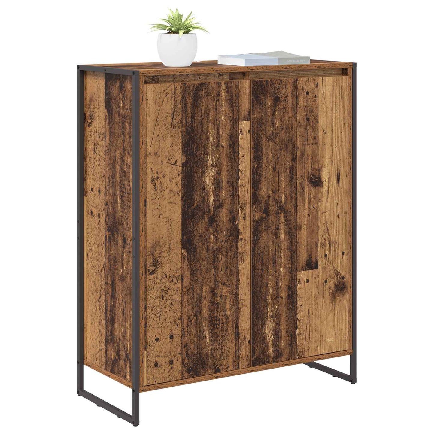vidaXL Meuble à chaussures avec porte Bois de récupération 79 x 36 x 100 cm Bois d'ingénierie