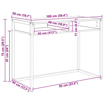 Schreibtisch mit Speicher Schwarz Eichen-Optik 100 x 50 x 75 cm