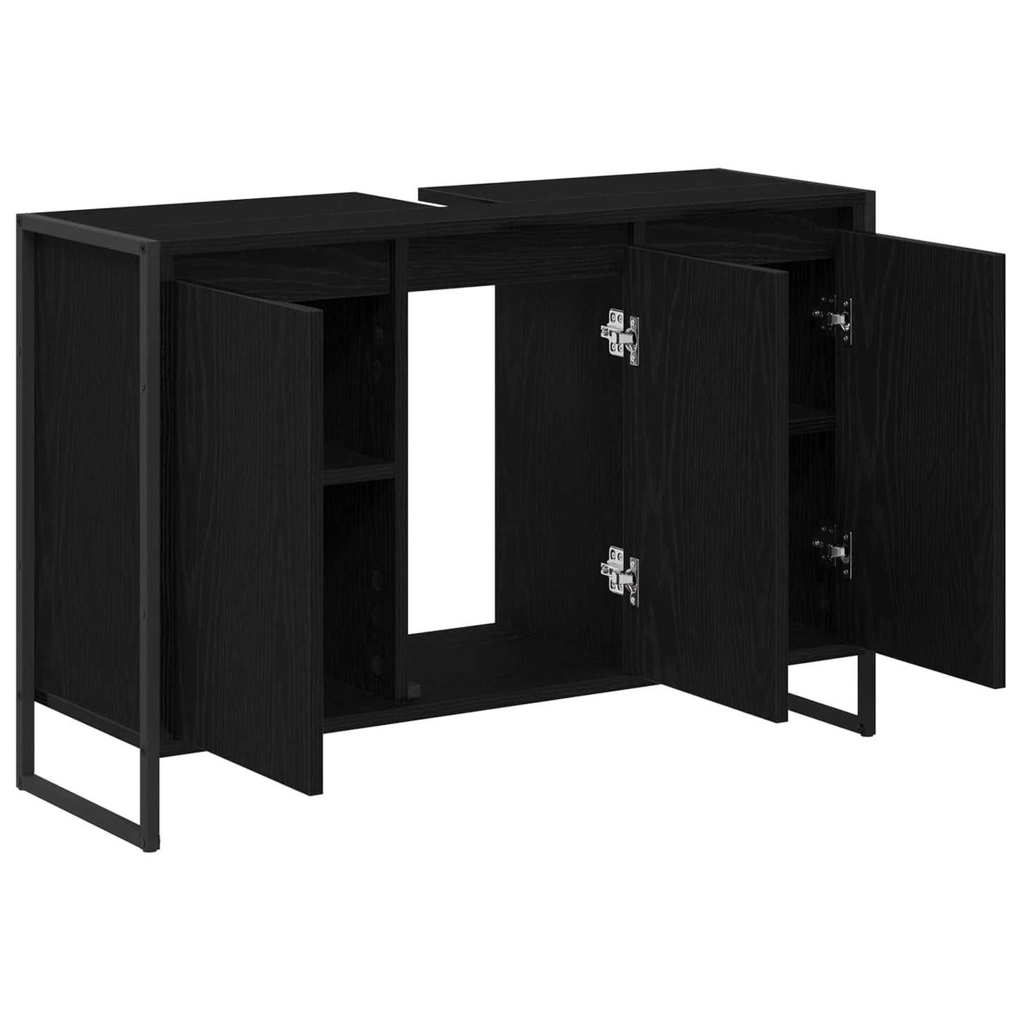 vidaXL Meuble de salle de bain avec porte noir aspect chêne 90 x 30 x 60 cm