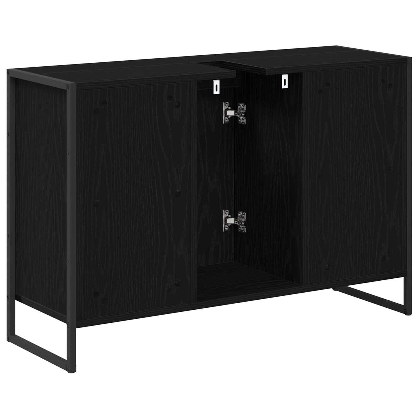 vidaXL Meuble de salle de bain avec porte noir aspect chêne 90 x 30 x 60 cm