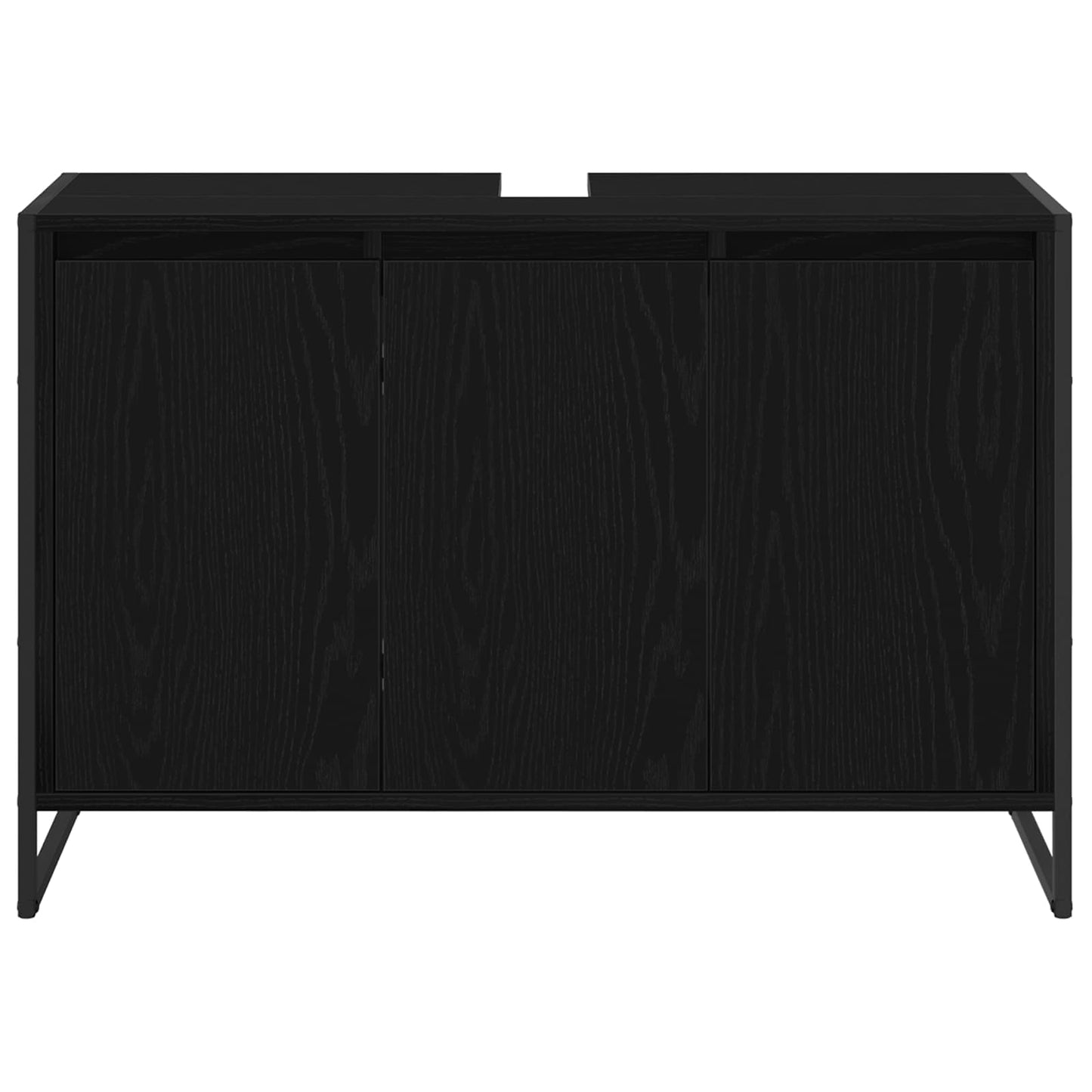 vidaXL Meuble de salle de bain avec porte noir aspect chêne 90 x 30 x 60 cm
