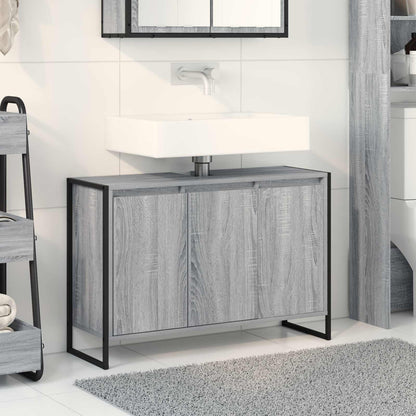 vidaXL Meuble de salle de bain chêne Sonoma gris 90 x 30 x 60 cm en bois d'ingénierie