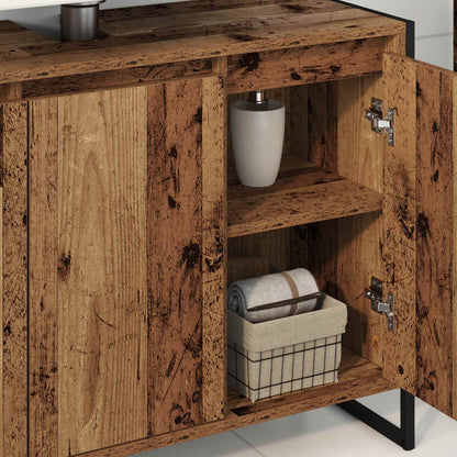 vidaXL Meuble de salle de bain avec porte, bois de récupération 90 x 30 x 60 cm, bois d'ingénierie