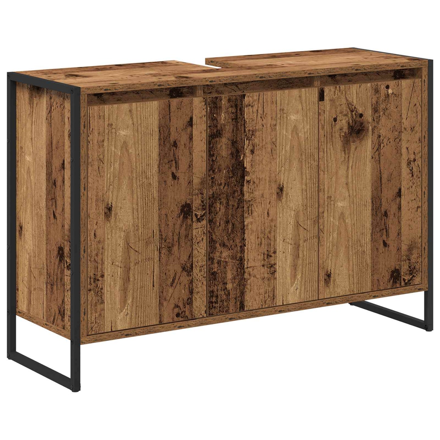 vidaXL Meuble de salle de bain avec porte, bois de récupération 90 x 30 x 60 cm, bois d'ingénierie