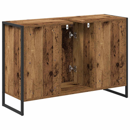 vidaXL Meuble de salle de bain avec porte, bois de récupération 90 x 30 x 60 cm, bois d'ingénierie