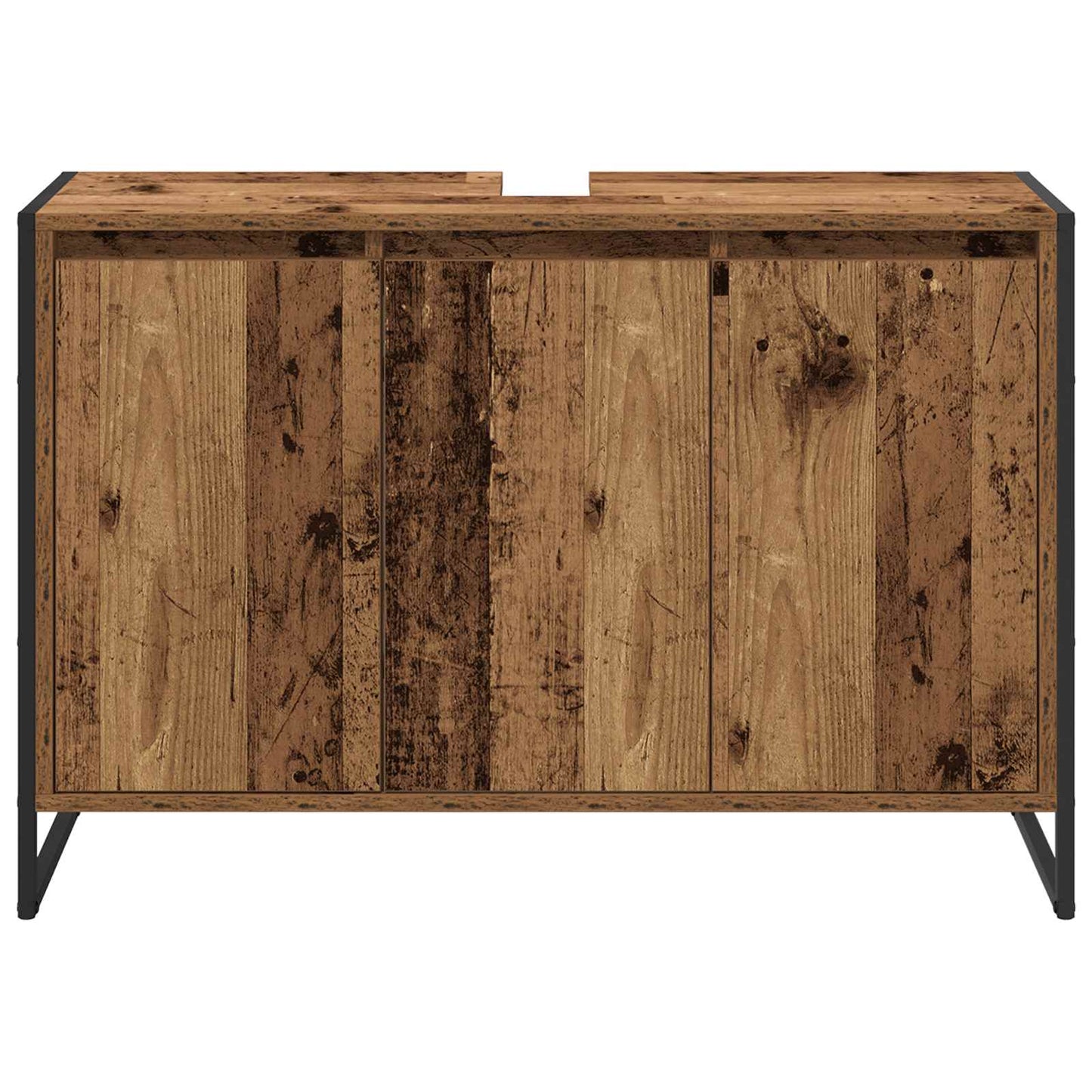vidaXL Meuble de salle de bain avec porte, bois de récupération 90 x 30 x 60 cm, bois d'ingénierie
