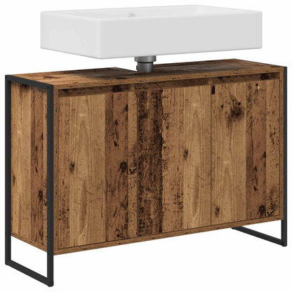 vidaXL Meuble de salle de bain avec porte, bois de récupération 90 x 30 x 60 cm, bois d'ingénierie