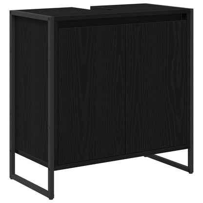 vidaXL Meuble de salle de bain avec porte noir aspect chêne 60 x 30 x 60 cm