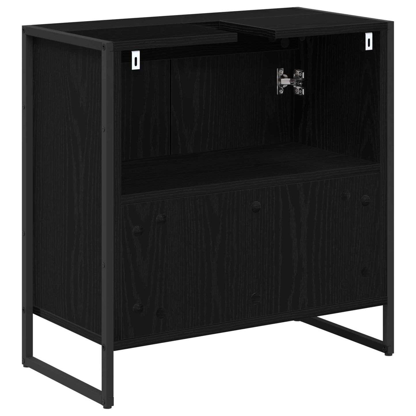 vidaXL Meuble de salle de bain avec porte noir aspect chêne 60 x 30 x 60 cm