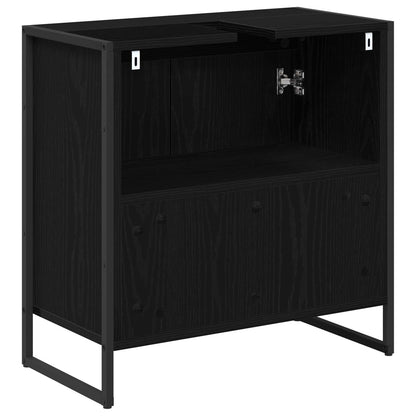 vidaXL Meuble de salle de bain avec porte noir aspect chêne 60 x 30 x 60 cm