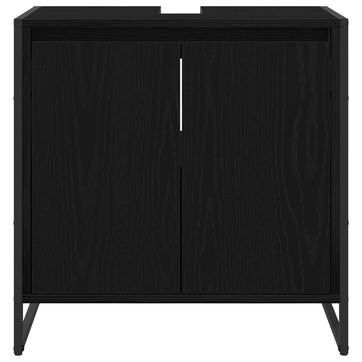 vidaXL Meuble de salle de bain avec porte noir aspect chêne 60 x 30 x 60 cm