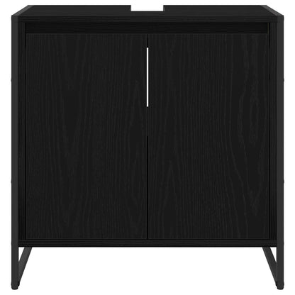 vidaXL Meuble de salle de bain avec porte noir aspect chêne 60 x 30 x 60 cm