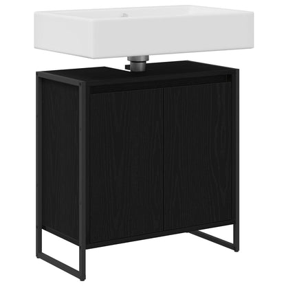 vidaXL Meuble de salle de bain avec porte noir aspect chêne 60 x 30 x 60 cm