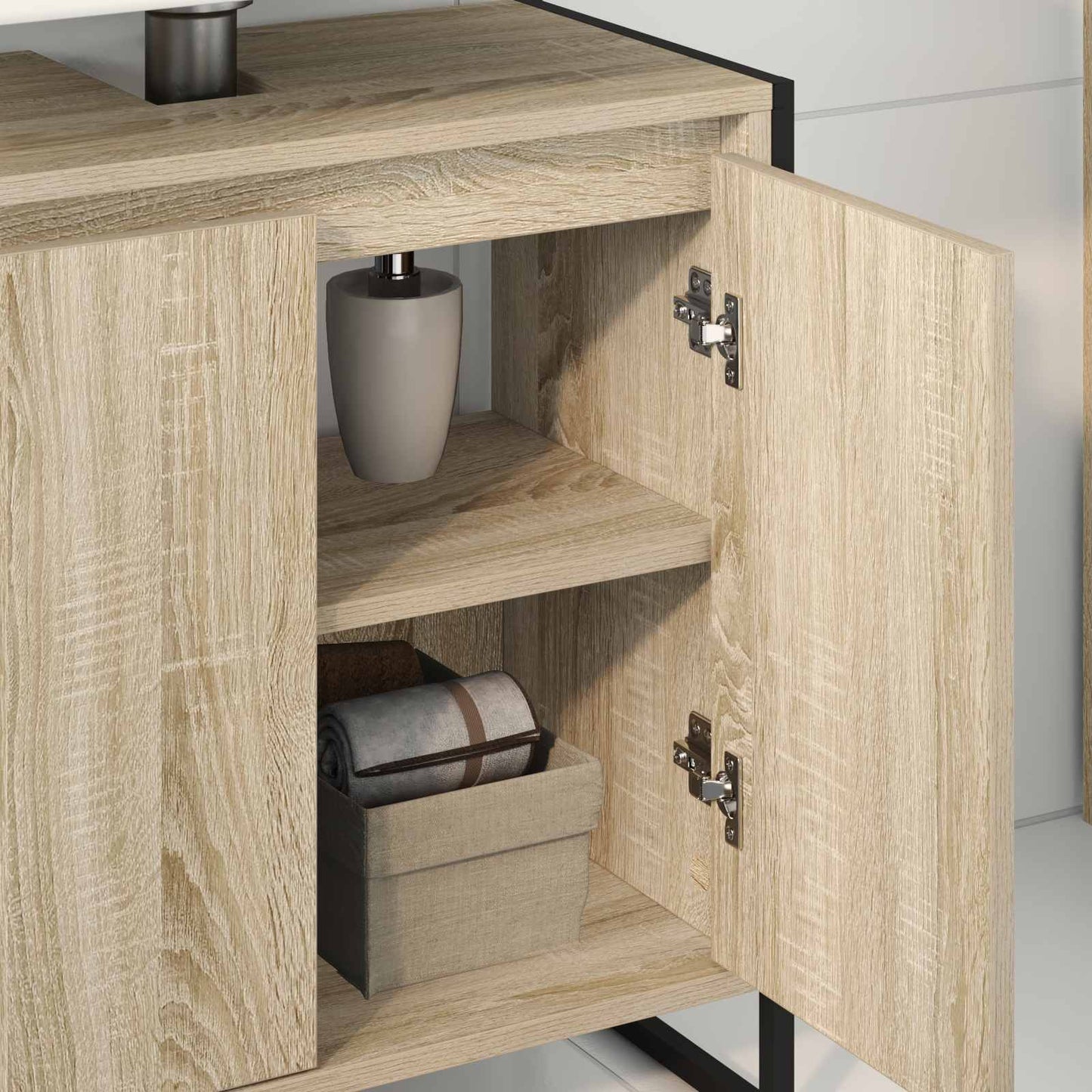 vidaXL Meuble de salle de bain avec porte chêne Sonoma 60 x 30 x 60 cm Bois d'ingénierie