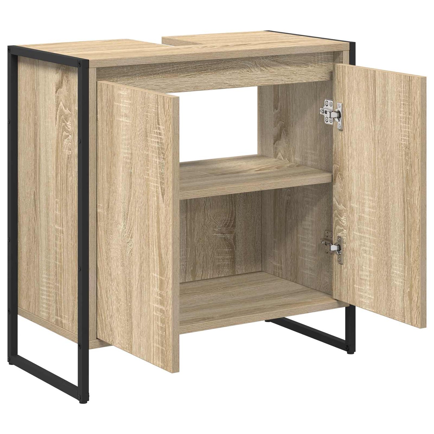 vidaXL Meuble de salle de bain avec porte chêne Sonoma 60 x 30 x 60 cm Bois d'ingénierie