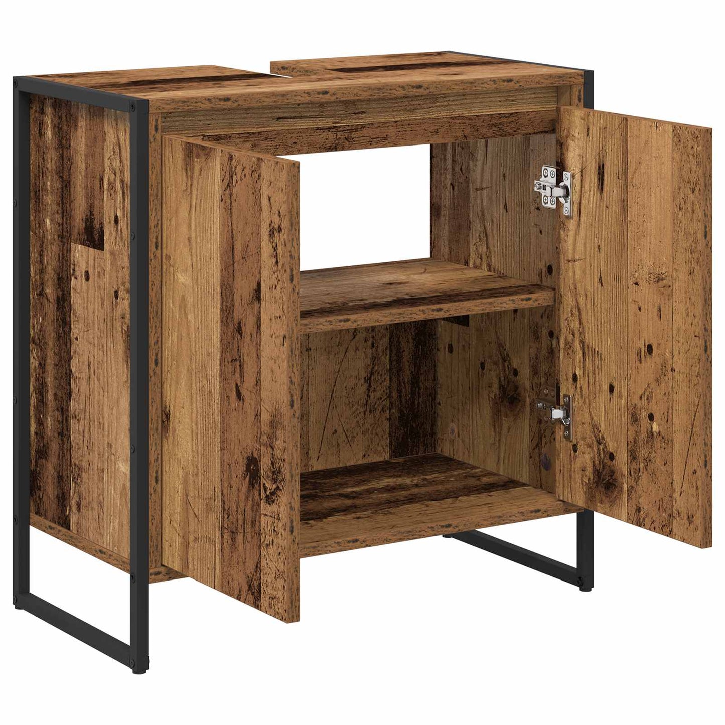 vidaXL Meuble de salle de bain avec porte en bois de récupération 60 x 30 x 60 cm en bois d'ingénierie
