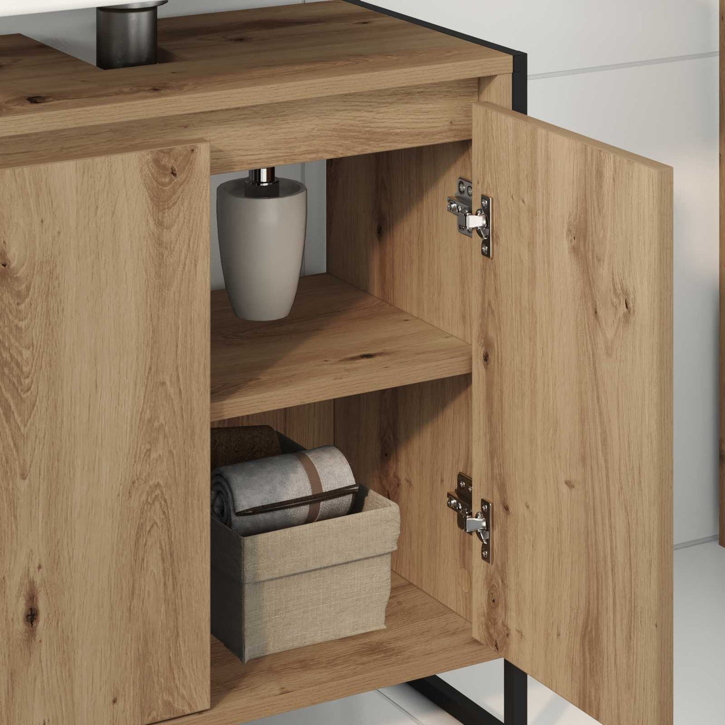 vidaXL Meuble de salle de bain avec porte chêne Artisanat 60 x 30 x 60 cm